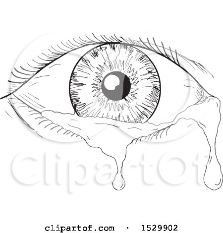 sketch of an eye with tears clipart