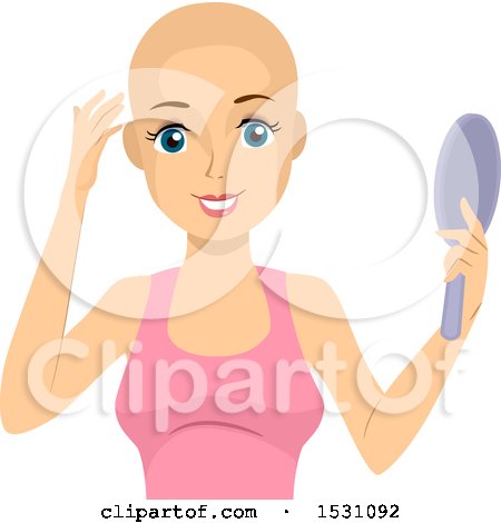 Bald girl on white background Royalty Free Vector Image