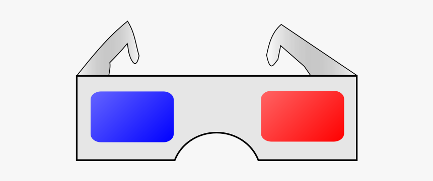 Classic red-blue anaglyph 3D glasses with cardboard frame and plastic lenses.