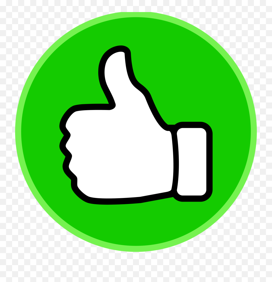 Green circular icon with a white outlined thumbs-up gesture, symbolizing approval or liking.