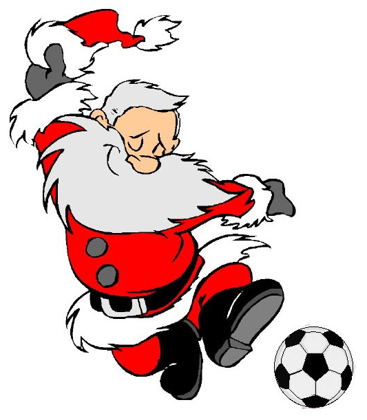 Santa Claus Playing Soccer - Festive Holiday Sports Illustration