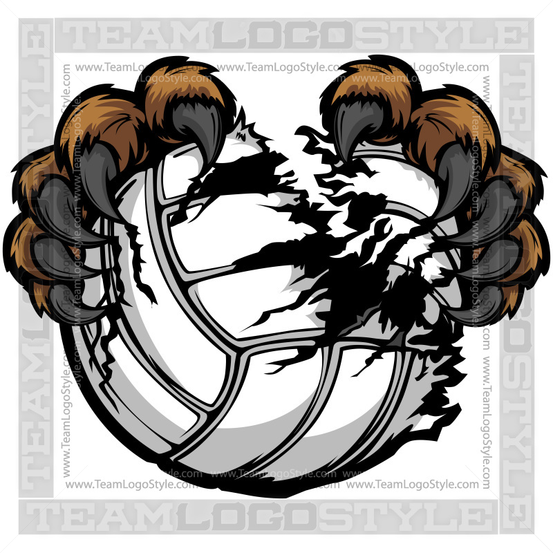 Fierce eagle talons gripping and tearing a volleyball, dynamic mascot-style logo design.
