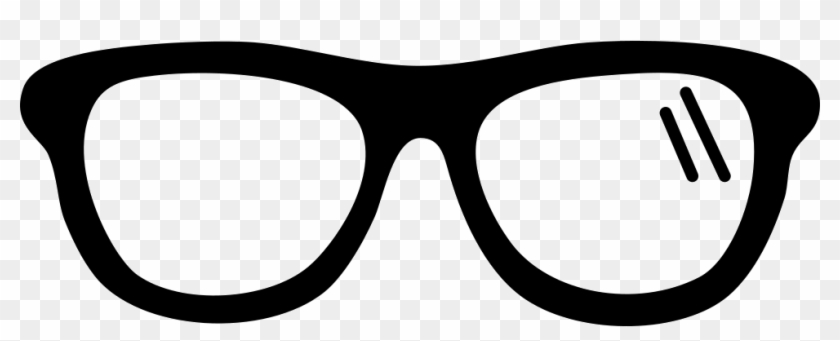 Black-framed eyeglasses icon with subtle lens reflection on transparent background.