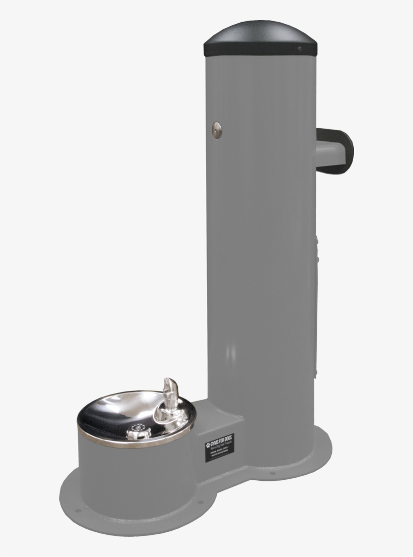 Gray outdoor drinking fountain with stainless steel basin and pet station, branded "Elkay for Dogs"