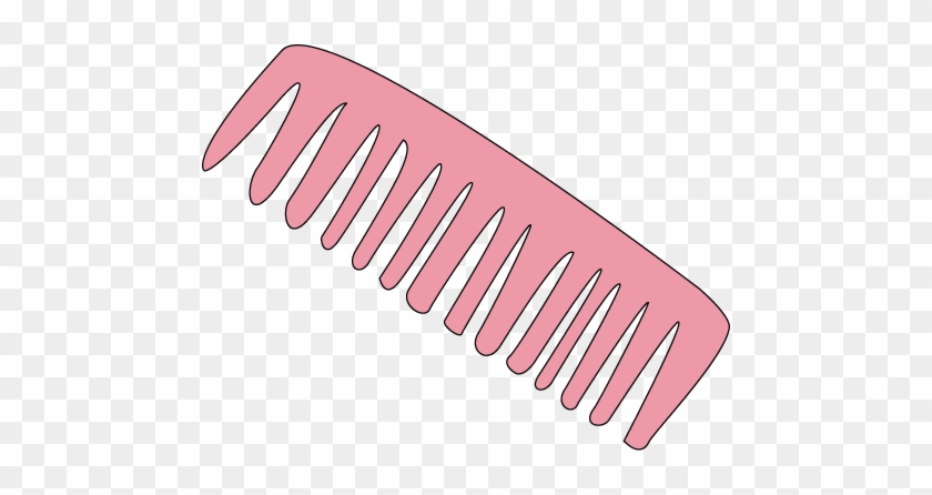 Pink wide-tooth comb illustration on transparent background
