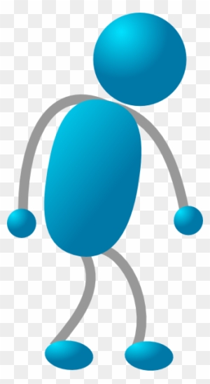 Blue stick figure icon with rounded limbs and head, on transparent background.