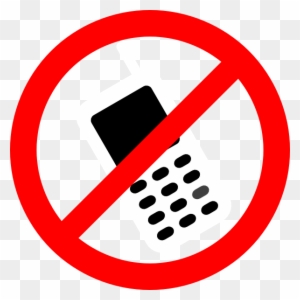 Red prohibition sign with a crossed-out mobile phone icon indicating no cell phone use.