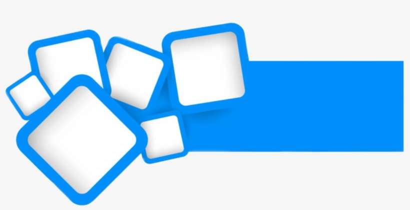 Blue abstract graphic with overlapping rounded squares and a horizontal banner, used for digital content headers or infographics.