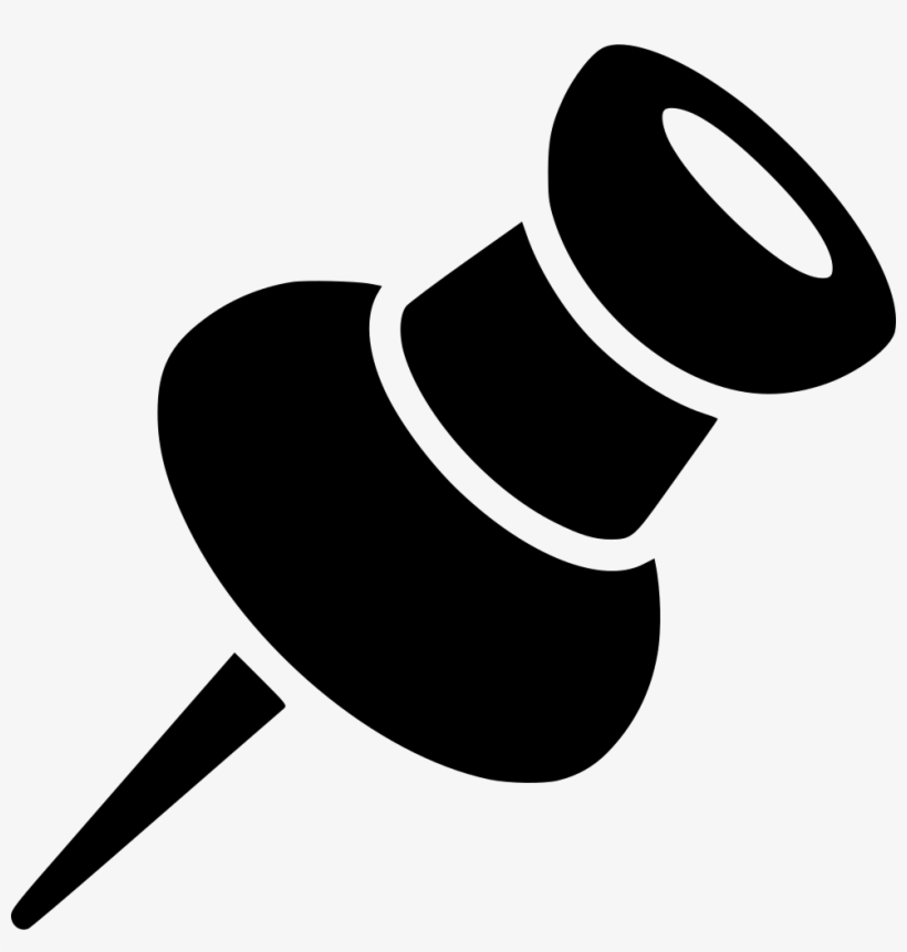 Black silhouette of a pushpin with a round head and sharp point, isolated on white background.