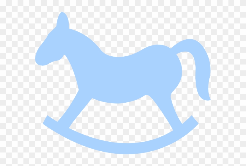 Light blue silhouette of a classic wooden rocking horse on transparent background.