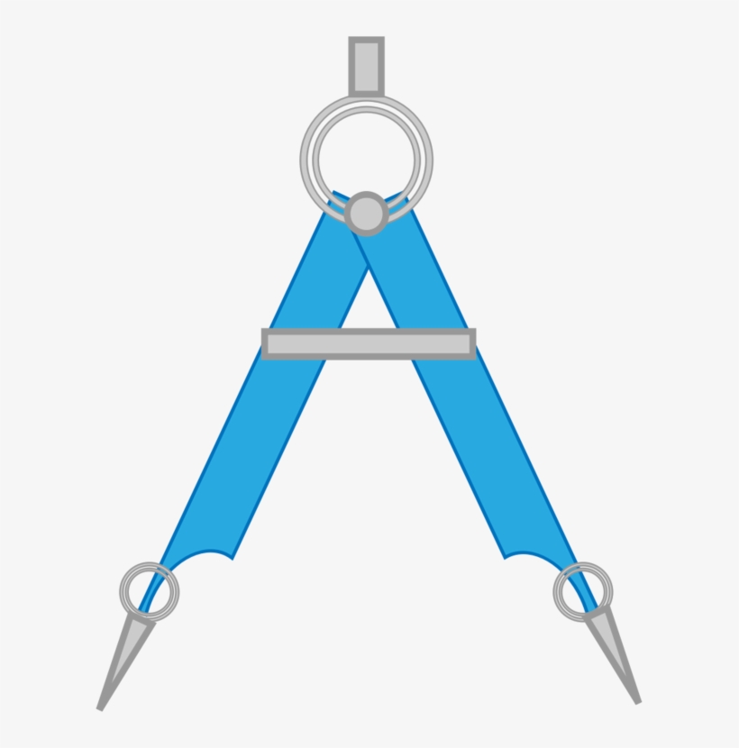 Blue drafting compass with metal points and adjustment ring, used for drawing circles and arcs in technical drawing.