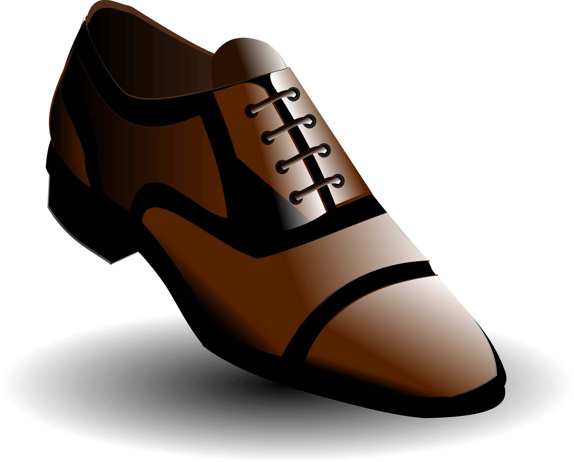 Brown leather Oxford dress shoe with cap toe and laces, shown in side profile on dark background.