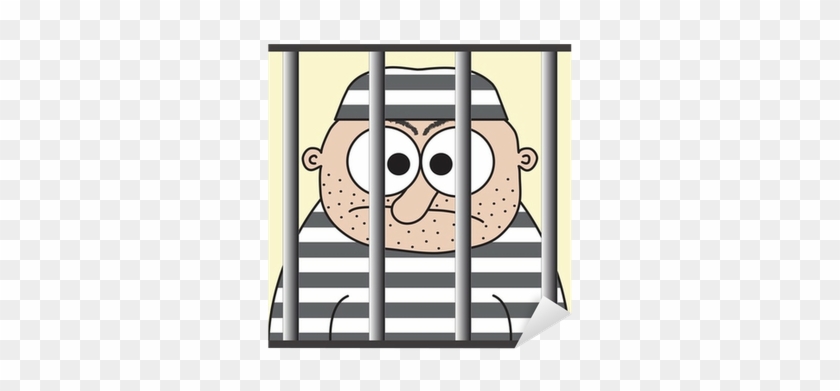 Prisoner in Jail Cell - Clipart Illustration for Legal or Educational Use