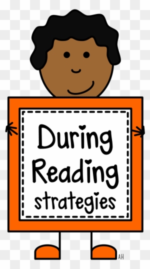 Child holding sign that reads "During Reading Strategies"