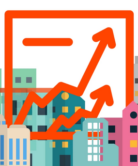 Business Growth Chart Over Urban Skyline - Visualizing Economic Expansion