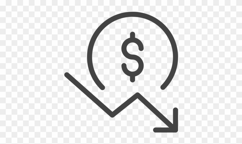 Dollar sign inside a circle with a downward-trending line graph arrow, symbolizing financial decline or loss.