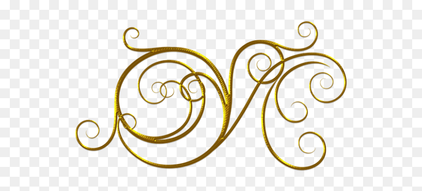 Golden ornate swirl design with elegant flourishes on transparent background