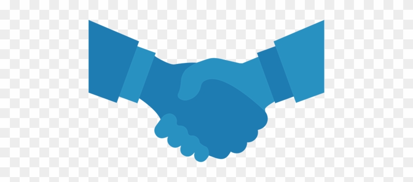 Blue illustrated handshake symbolizing partnership, agreement, or collaboration on a transparent background.
