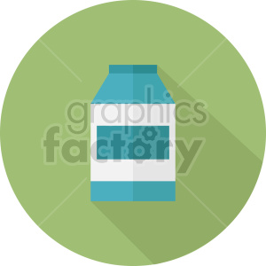 Flat-style icon of a blue and white milk carton inside a green circle with long shadow.