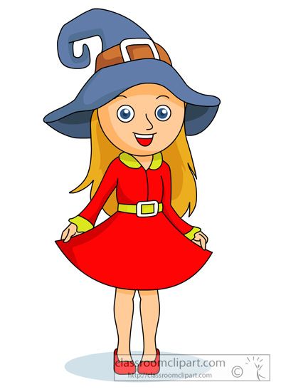 Cute Witch Costume Clipart for Halloween and Classroom Activities