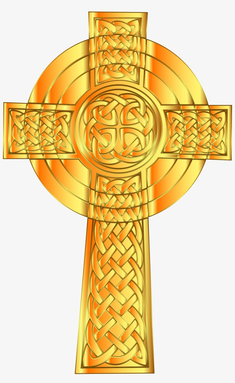 Golden Celtic Cross - Intricate Knotwork Design for Spiritual & Decorative Use