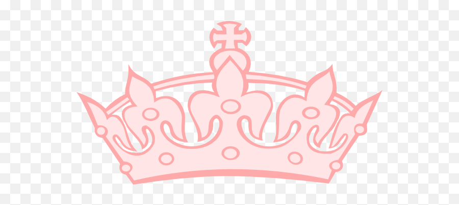 Delicate pink crown illustration with fleur-de-lis motifs and a central cross, outlined in soft pastel tones.