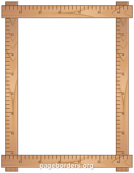 Wooden ruler border frame with inch markings on all four sides, forming a rectangular layout for page decoration.