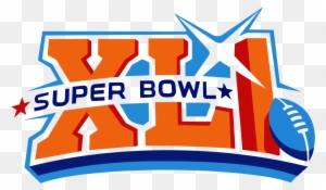 Super Bowl XLI logo featuring bold orange Roman numerals, blue stars, and a football graphic.