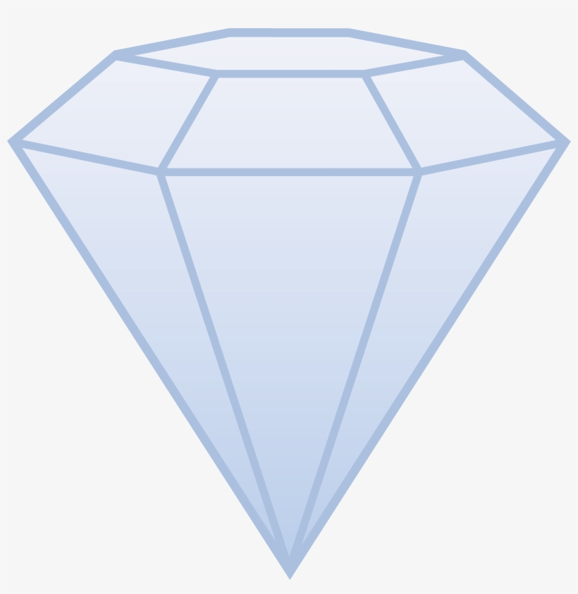 Light blue stylized diamond illustration with geometric facets and gradient shading.
