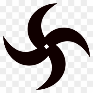 Black four-bladed pinwheel or shuriken-style symbol on transparent background.