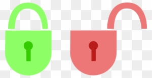 Green locked padlock and red unlocked padlock icons on transparent background, symbolizing security status.