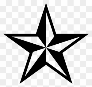 Black five-pointed star with white inner lines on transparent background, stylized military or emblematic design.