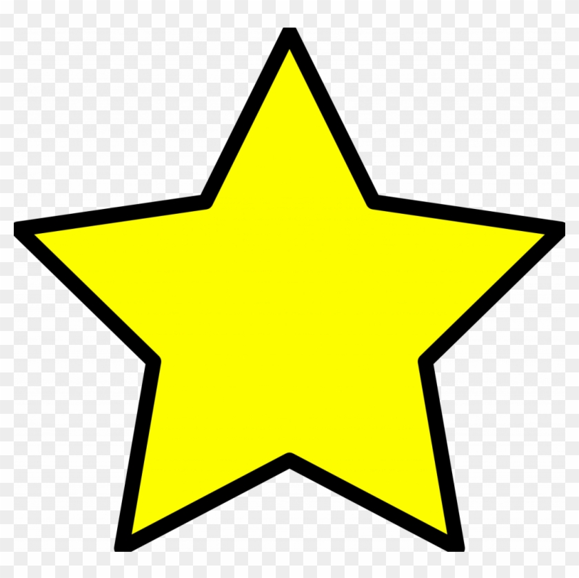 Bright yellow five-pointed star with bold black outline on transparent background.