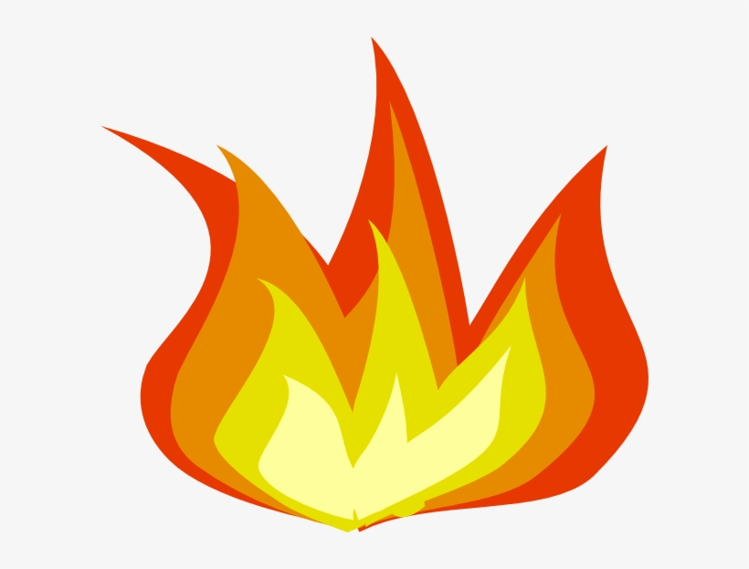 Stylized cartoon flame with yellow core, orange midlayer, and red outer tips on white background.
