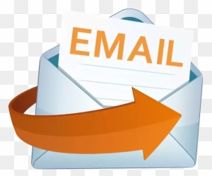 Open envelope with "EMAIL" document and orange arrow indicating sending or forwarding.