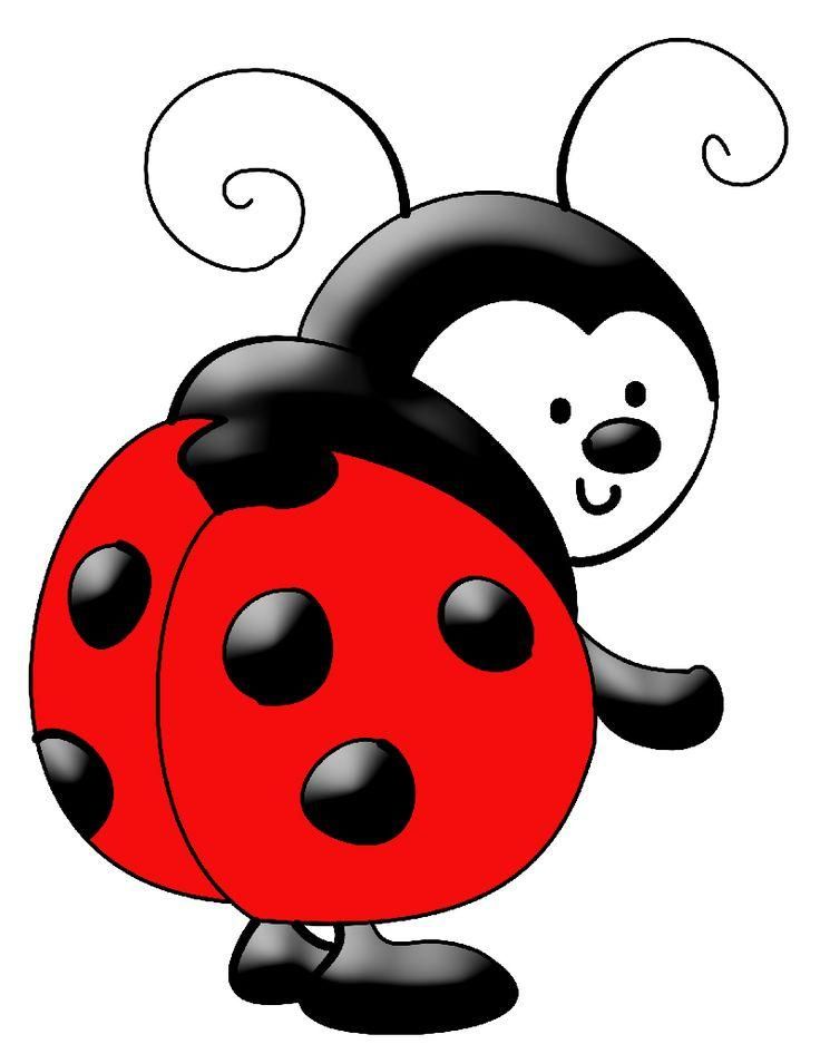 Cute cartoon ladybug with smiling face, black spots, and whimsical antennae on white background.