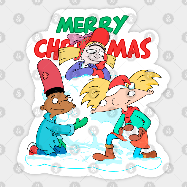Three animated kids in winter gear playing in snow with "Merry Christmas" text above.