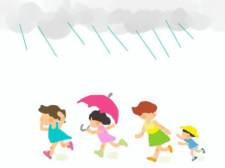 Kids Playing in the Rain - Joyful Childhood Moments