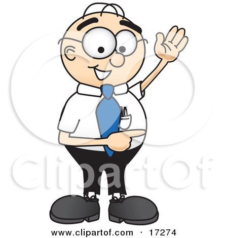 Cartoon Businessman Waving - Friendly Office Worker Illustration