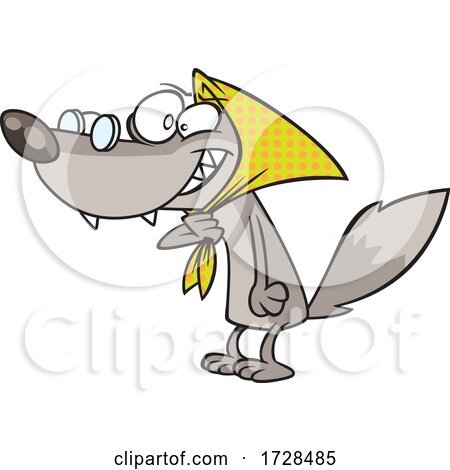 Mischievous Cartoon Wolf with Glasses and Bandana - Clip Art Illustration