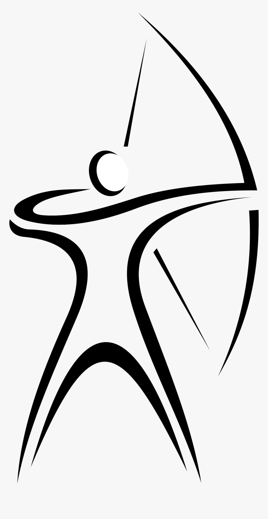 Abstract black-and-white logo of a stylized human figure in dynamic motion, evoking athleticism and balance.
