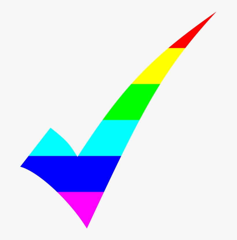 A vibrant rainbow-colored checkmark symbolizing LGBTQ+ pride, inclusion, and affirmation.