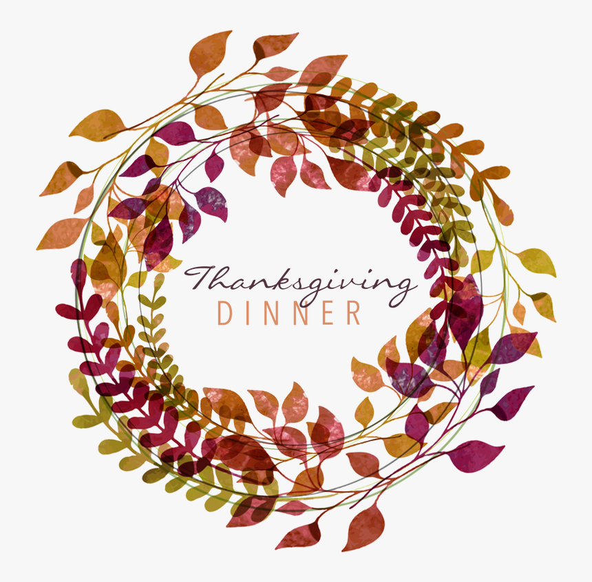 Thanksgiving Dinner Wreath Illustration | Autumn Leaf Design
