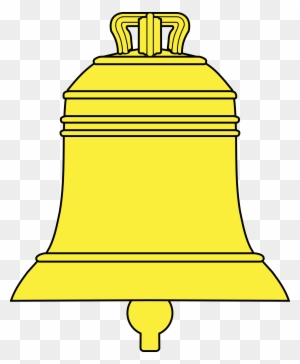 Golden bell icon with ornate top and flared base, stylized vector illustration on transparent background.