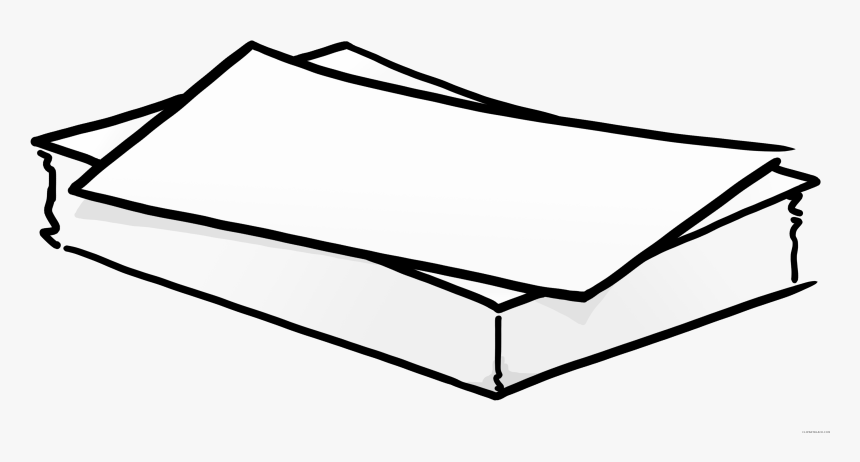 Simple line drawing of a stack of blank papers or documents, slightly askew and overlapping.