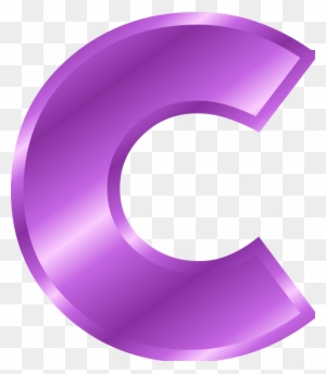 Shiny purple 3D metallic letter C on transparent background