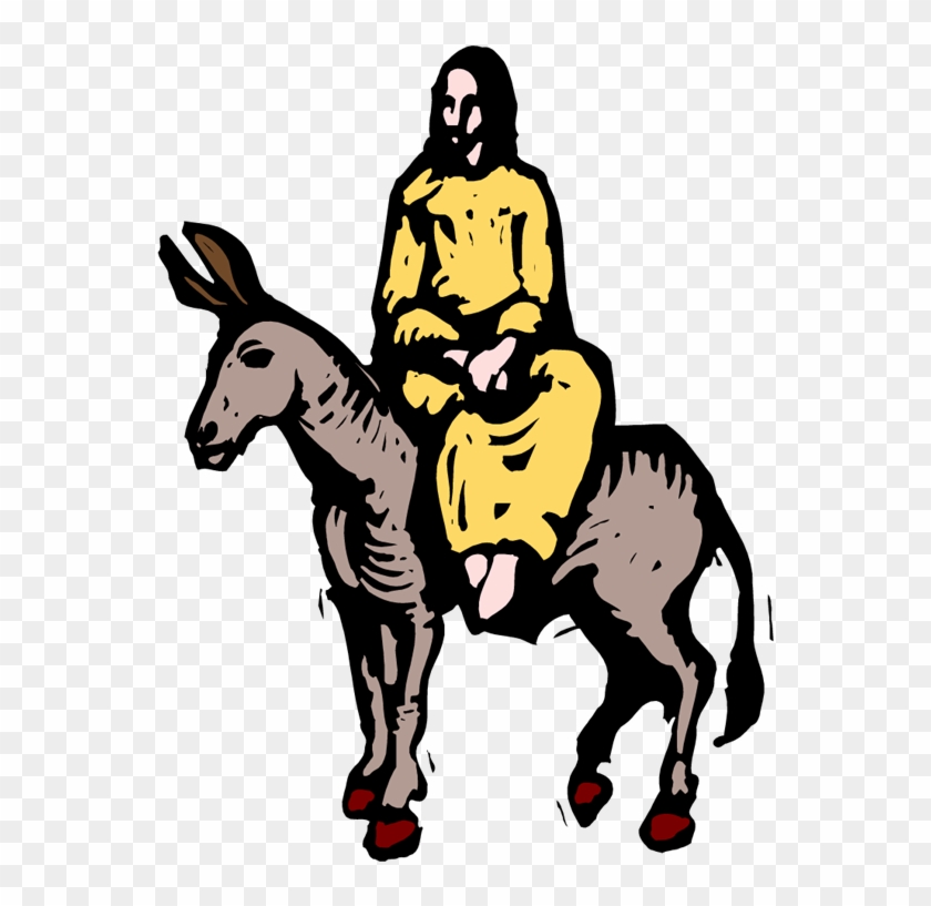 Jesus Entering Jerusalem on a Donkey - Biblical Illustration