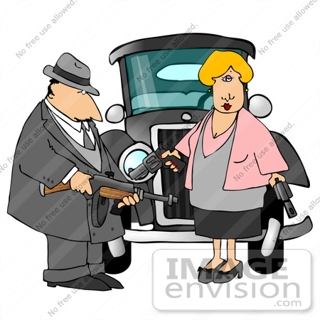 Vintage Gangster Cartoon Illustration - Classic Noir Style Clip Art