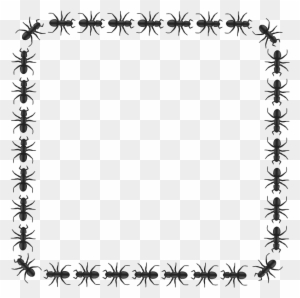 Black ant-shaped border forming a square frame on transparent background.