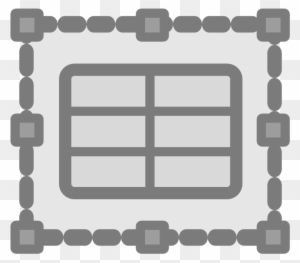 Gray icon depicting a 2x3 grid inside a dashed selection border with corner handles, indicating layout or table editing.